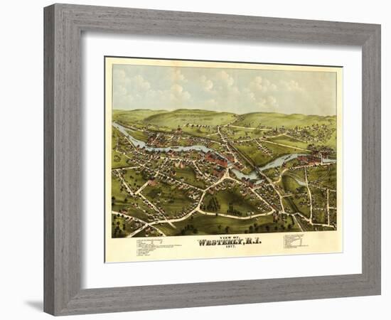 Westerly, Rhode Island - Panoramic Map-Lantern Press-Framed Art Print