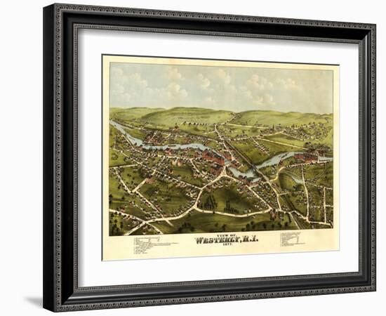 Westerly, Rhode Island - Panoramic Map-Lantern Press-Framed Art Print