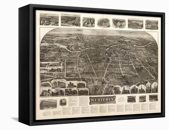 Westerly, Rhode Island - Panoramic Map-Lantern Press-Framed Stretched Canvas