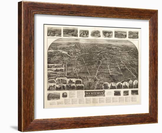 Westerly, Rhode Island - Panoramic Map-Lantern Press-Framed Art Print