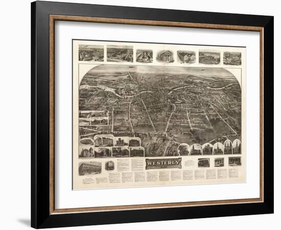 Westerly, Rhode Island - Panoramic Map-Lantern Press-Framed Art Print