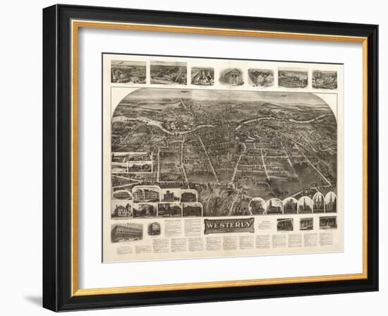 Westerly, Rhode Island - Panoramic Map-Lantern Press-Framed Art Print