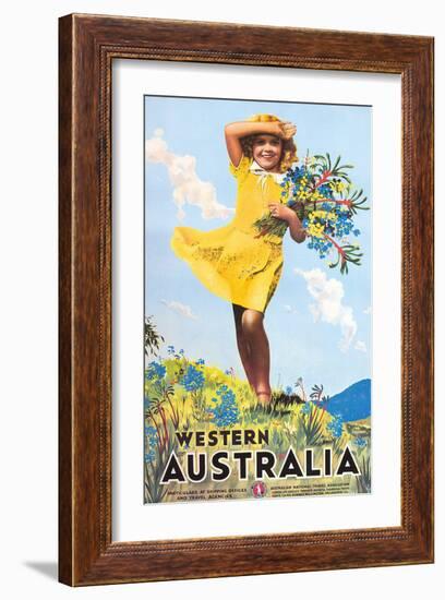 Western Australia, Flower Girl c.1936-Percy Trompf-Framed Art Print