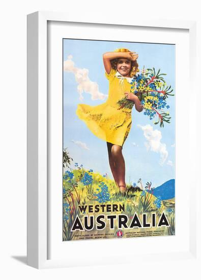 Western Australia, Flower Girl c.1936-Percy Trompf-Framed Art Print