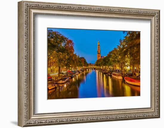 Western Church on Prinsengracht Canal in Amsterdam-sborisov-Framed Photographic Print