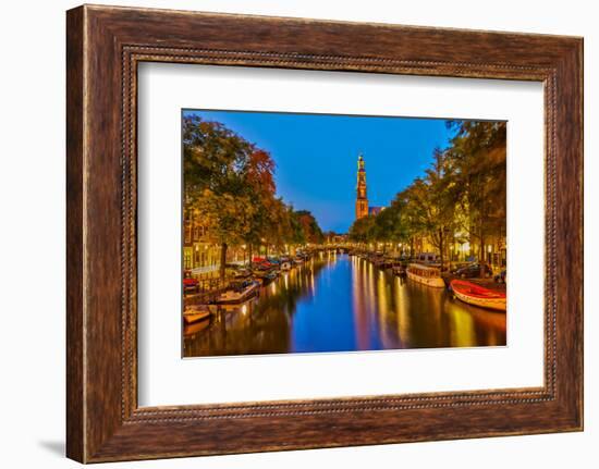 Western Church on Prinsengracht Canal in Amsterdam-sborisov-Framed Photographic Print