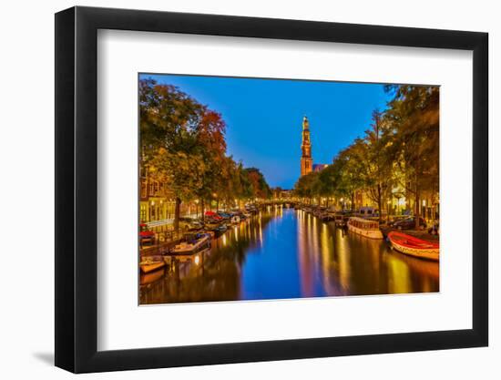 Western Church on Prinsengracht Canal in Amsterdam-sborisov-Framed Photographic Print