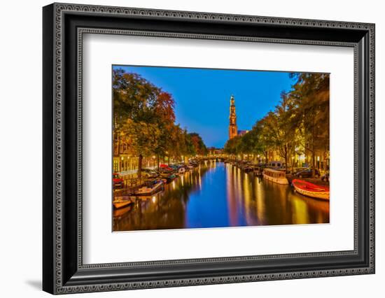 Western Church on Prinsengracht Canal in Amsterdam-sborisov-Framed Photographic Print