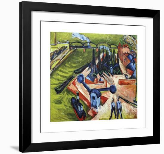 Western Harbour in Frankfurt am Main-Ernst Ludwig Kirchner-Framed Premium Giclee Print