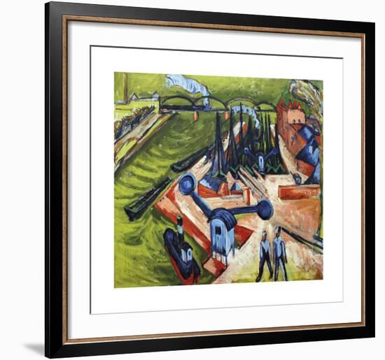 Western Harbour in Frankfurt am Main-Ernst Ludwig Kirchner-Framed Premium Giclee Print