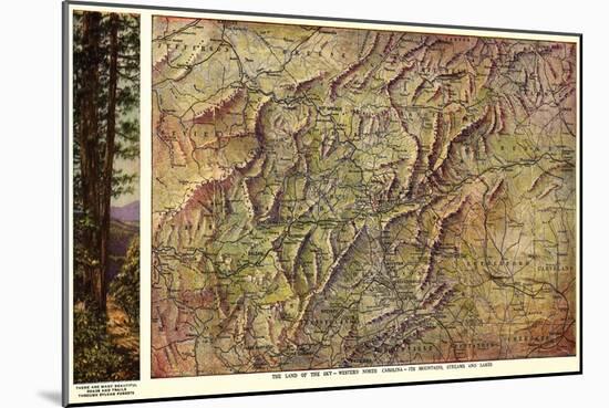 Western North Carolina - Panoramic Map-Lantern Press-Mounted Art Print