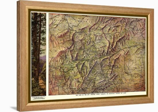 Western North Carolina - Panoramic Map-Lantern Press-Framed Stretched Canvas