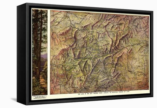 Western North Carolina - Panoramic Map-Lantern Press-Framed Stretched Canvas