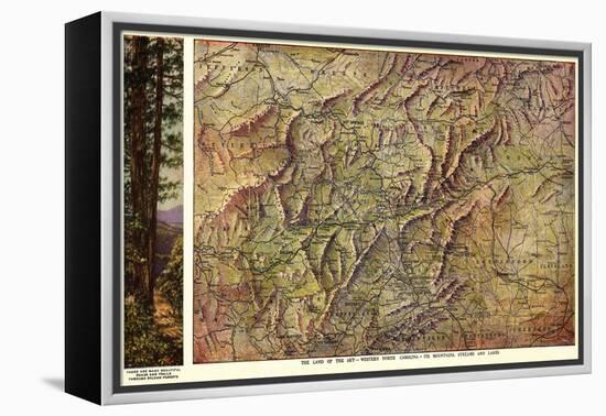 Western North Carolina - Panoramic Map-Lantern Press-Framed Stretched Canvas