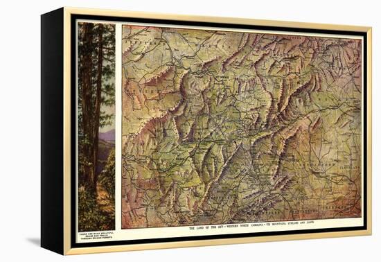 Western North Carolina - Panoramic Map-Lantern Press-Framed Stretched Canvas