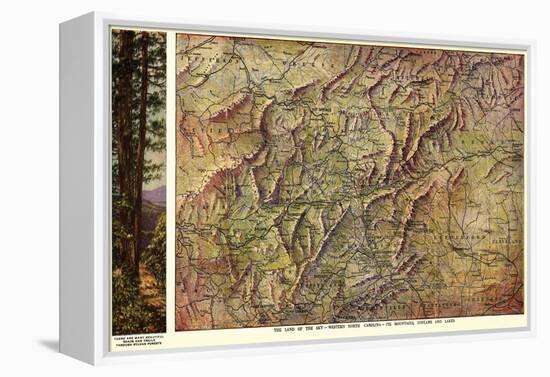 Western North Carolina - Panoramic Map-Lantern Press-Framed Stretched Canvas