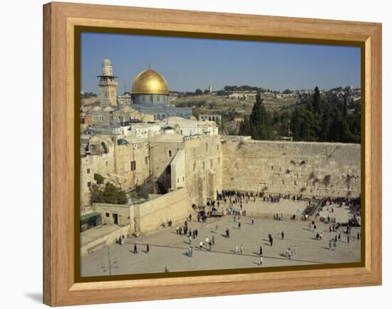Western or Wailing Wall, with the Gold Dome of the Rock, Jerusalem, Israel-Simanor Eitan-Framed Premier Image Canvas