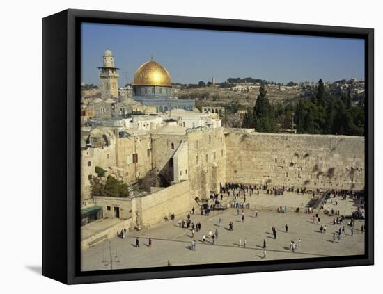 Western or Wailing Wall, with the Gold Dome of the Rock, Jerusalem, Israel-Simanor Eitan-Framed Premier Image Canvas