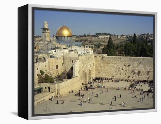 Western or Wailing Wall, with the Gold Dome of the Rock, Jerusalem, Israel-Simanor Eitan-Framed Premier Image Canvas