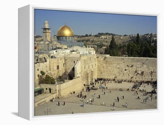 Western or Wailing Wall, with the Gold Dome of the Rock, Jerusalem, Israel-Simanor Eitan-Framed Premier Image Canvas