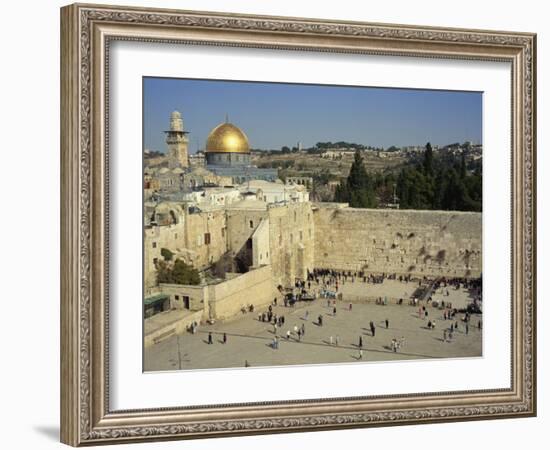 Western or Wailing Wall, with the Gold Dome of the Rock, Jerusalem, Israel-Simanor Eitan-Framed Photographic Print