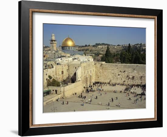 Western or Wailing Wall, with the Gold Dome of the Rock, Jerusalem, Israel-Simanor Eitan-Framed Photographic Print