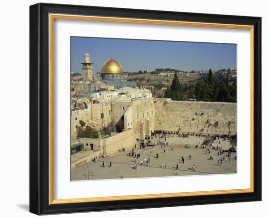 Western or Wailing Wall, with the Gold Dome of the Rock, Jerusalem, Israel-Simanor Eitan-Framed Photographic Print