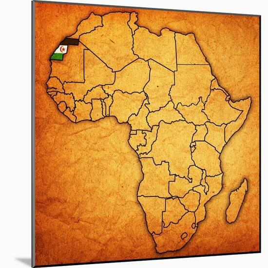 Western Sahara on Actual Map of Africa-michal812-Mounted Art Print