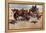 Western Stagecoach Fighting Off Native Americans on the Plains-null-Framed Premier Image Canvas