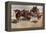 Western Stagecoach Fighting Off Native Americans on the Plains-null-Framed Premier Image Canvas