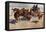 Western Stagecoach Fighting Off Native Americans on the Plains-null-Framed Premier Image Canvas