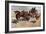 Western Stagecoach Fighting Off Native Americans on the Plains-null-Framed Giclee Print