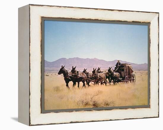 Western Stagecoach Pulled by a Six Mule Team-null-Framed Premier Image Canvas