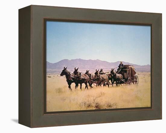 Western Stagecoach Pulled by a Six Mule Team-null-Framed Premier Image Canvas