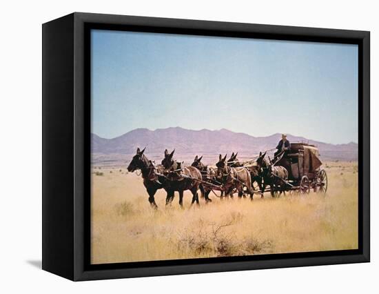 Western Stagecoach Pulled by a Six Mule Team-null-Framed Premier Image Canvas