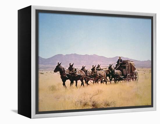 Western Stagecoach Pulled by a Six Mule Team-null-Framed Premier Image Canvas