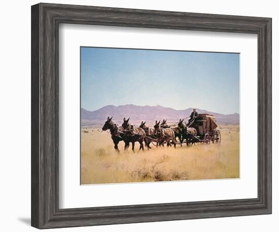 Western Stagecoach Pulled by a Six Mule Team-null-Framed Giclee Print