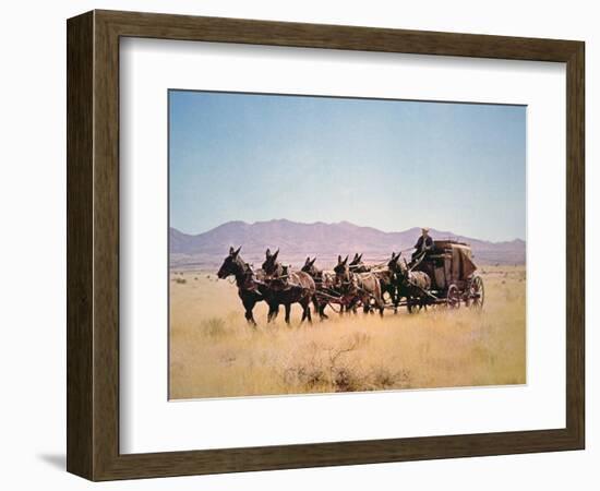 Western Stagecoach Pulled by a Six Mule Team-null-Framed Giclee Print