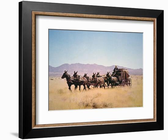 Western Stagecoach Pulled by a Six Mule Team-null-Framed Giclee Print