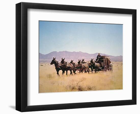 Western Stagecoach Pulled by a Six Mule Team-null-Framed Giclee Print