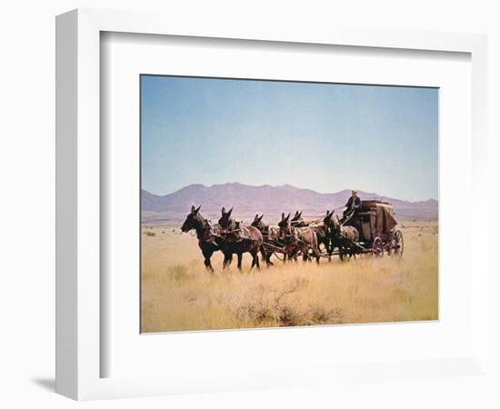 Western Stagecoach Pulled by a Six Mule Team-null-Framed Giclee Print