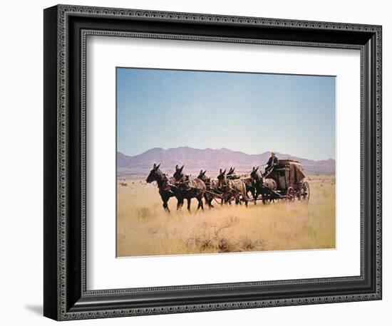 Western Stagecoach Pulled by a Six Mule Team-null-Framed Giclee Print