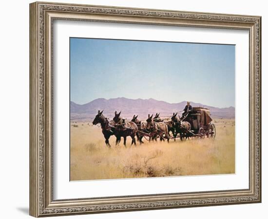 Western Stagecoach Pulled by a Six Mule Team-null-Framed Giclee Print