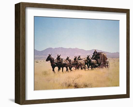 Western Stagecoach Pulled by a Six Mule Team-null-Framed Giclee Print