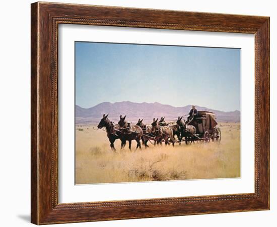 Western Stagecoach Pulled by a Six Mule Team-null-Framed Giclee Print