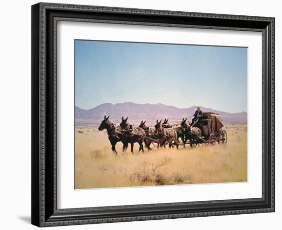 Western Stagecoach Pulled by a Six Mule Team-null-Framed Giclee Print