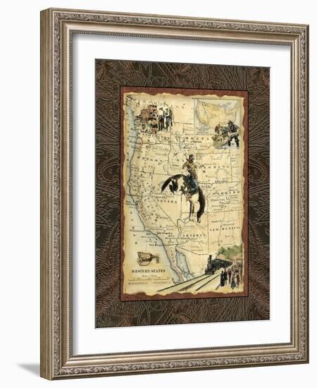 Western States Map-Vision Studio-Framed Art Print