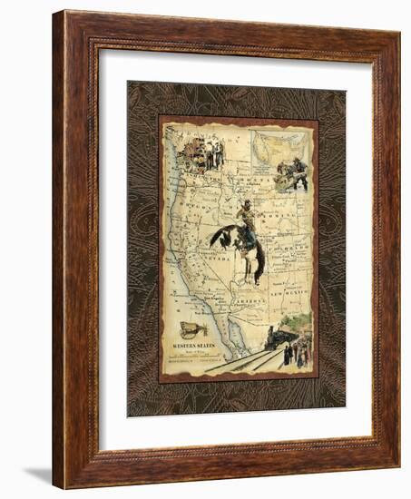 Western States Map-Vision Studio-Framed Art Print