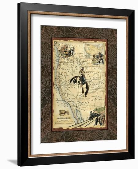 Western States Map-Vision Studio-Framed Art Print