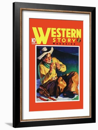 Western Story Magazine: by the Fire-null-Framed Art Print